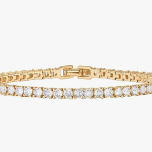 Plated Cubic Zirconia Classic Tennis Bracelet | Gold Bracelets for Women | 4mm CZ, Size 6.5-7.5 Inch