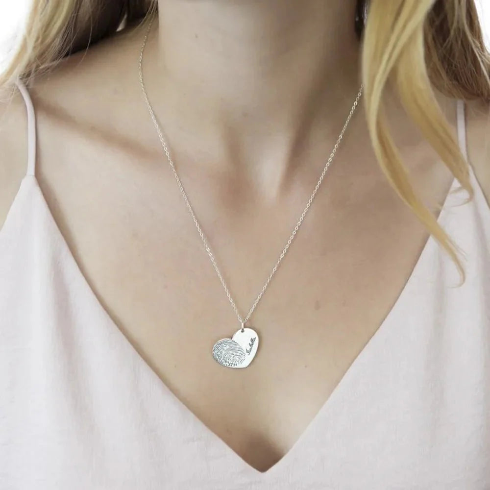 Custom Fingerprint Necklace with Engraved Name - Image 11