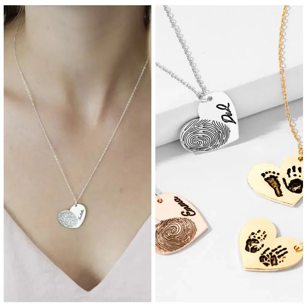 Custom Fingerprint Necklace with Engraved Name - Image 2
