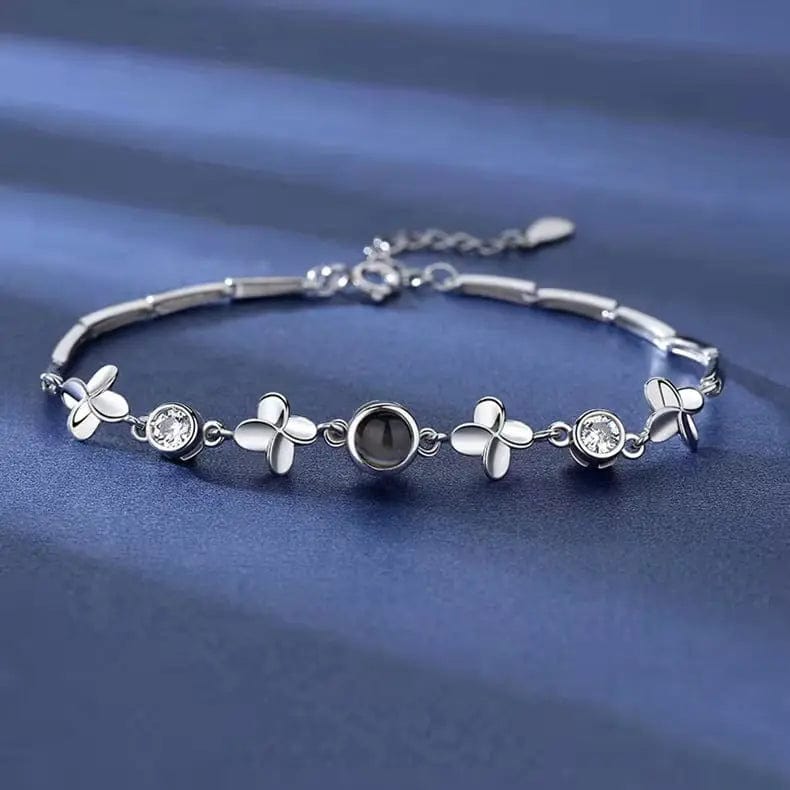 Custom Four-Leaf Clover Zircon Hidden Photo Bracelet - Image 3