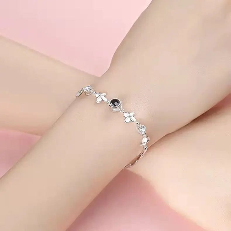 Custom Four-Leaf Clover Zircon Hidden Photo Bracelet - Image 4