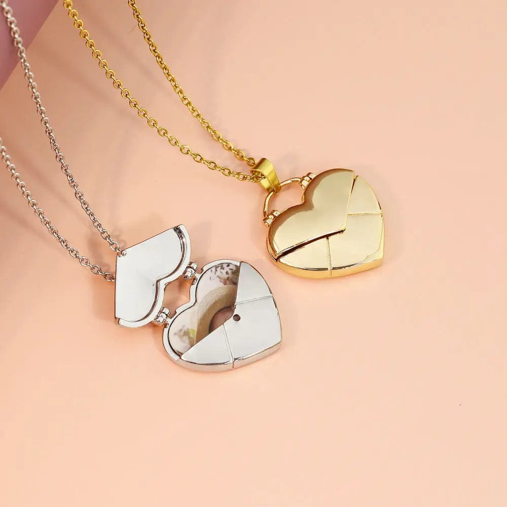 Custom Heart Pendant Hidden Photo Necklace - Image 2