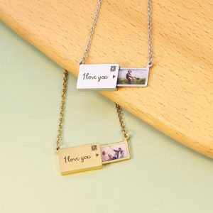 Custom Locket with Hidden Photo Pendant Necklace