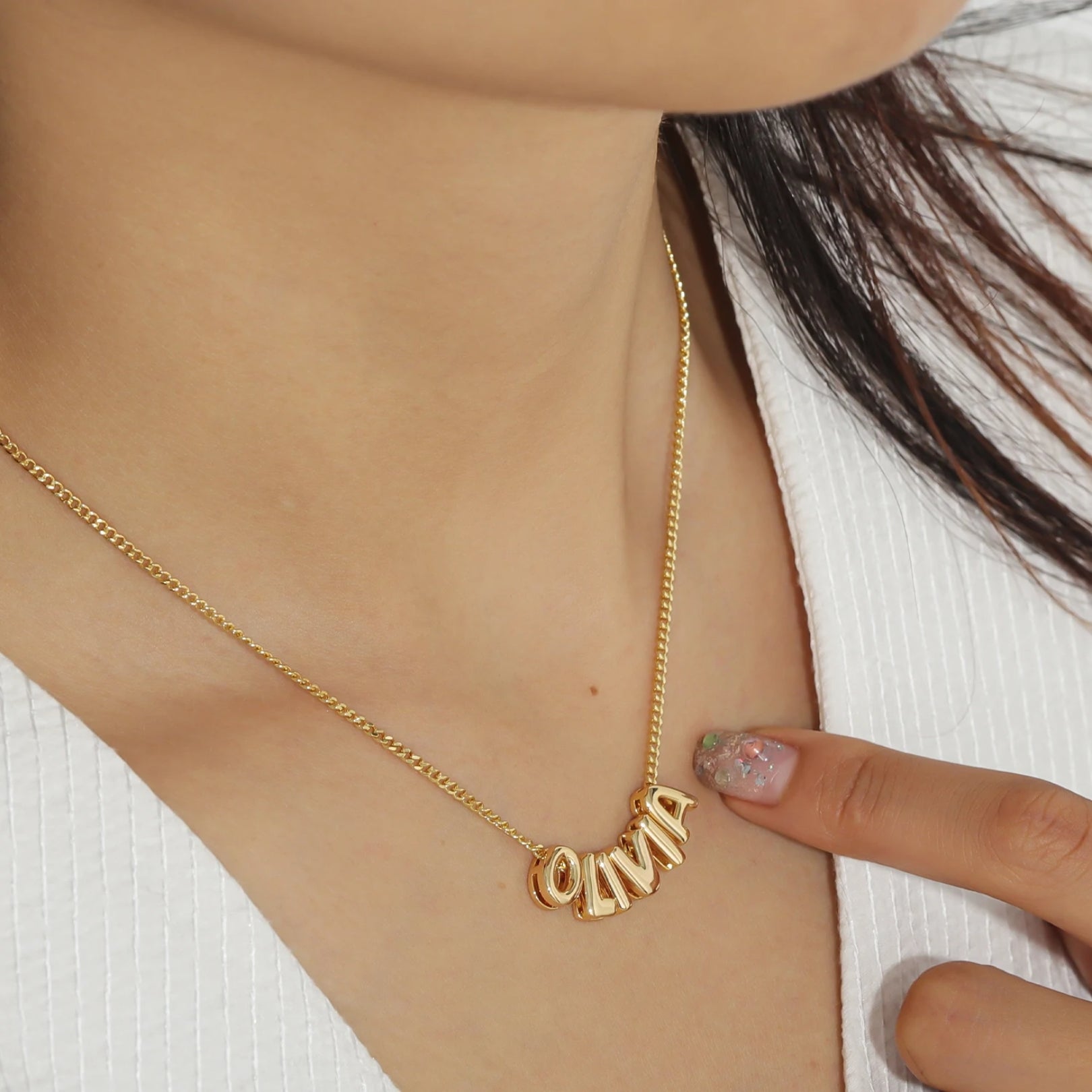 Custom Name in 3D Bubble Letters Necklace - Image 7