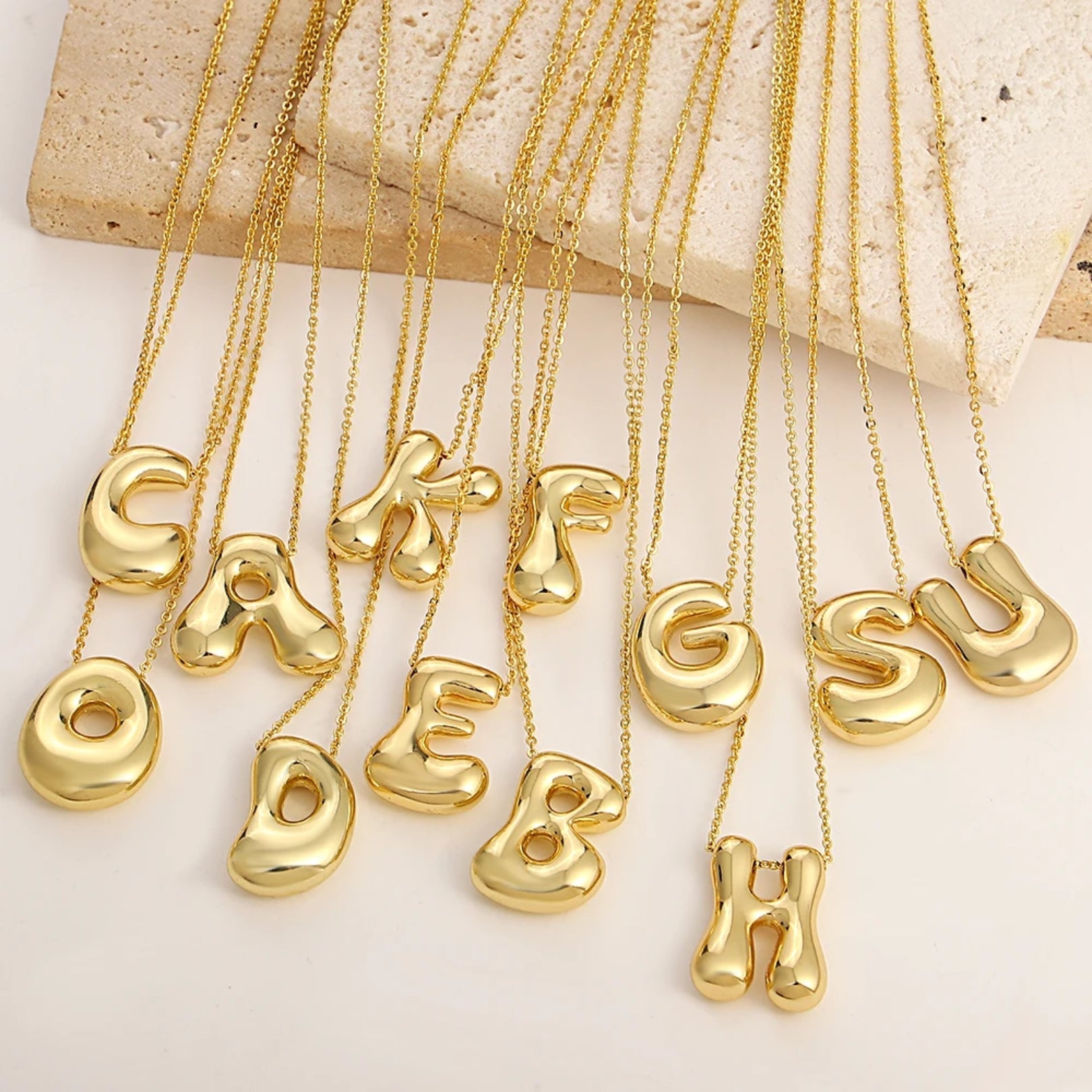 Custom Name Initials in Chunky Ballon Bubble Letter Necklace - Image 3