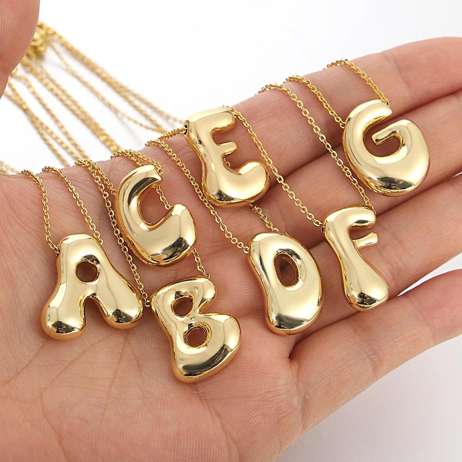 Custom Name Initials in Chunky Ballon Bubble Letter Necklace - Image 4