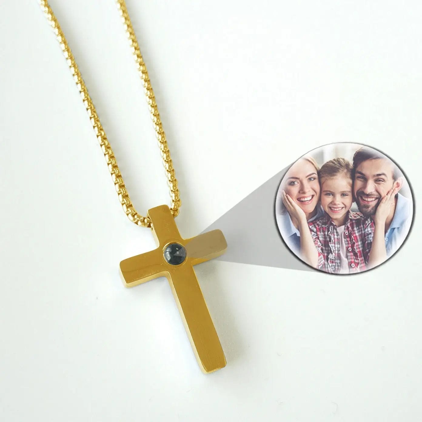 Custom Photo Projection Devine Cross Pendant Necklace - Image 8