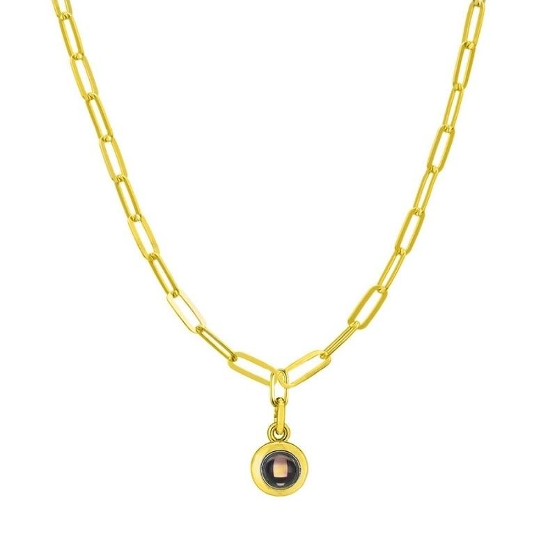 Custom Photo Projection Paperclip Link Chain Necklace - Image 3