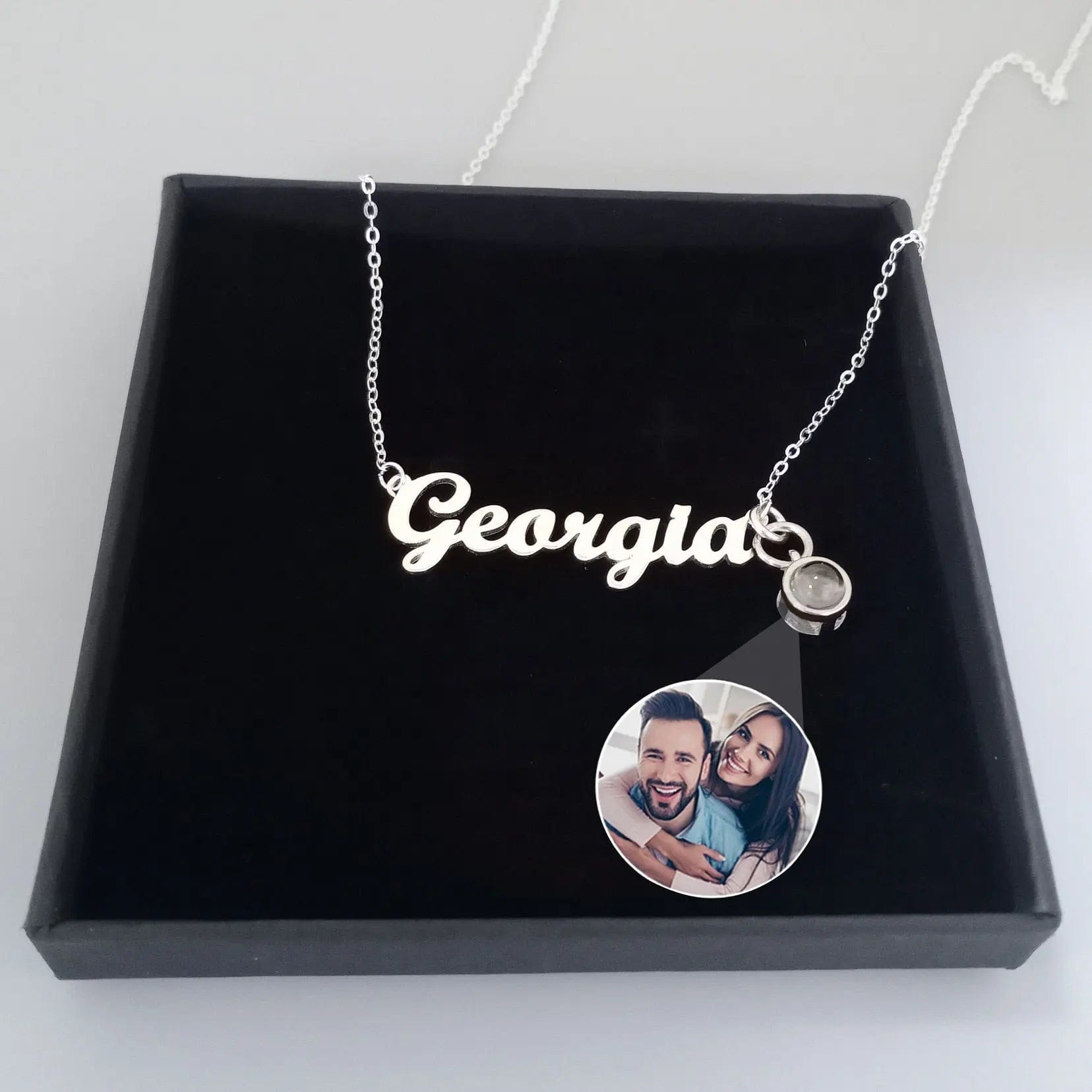 Custom Photo Projection Name with Zircon Gem Necklace - Image 2
