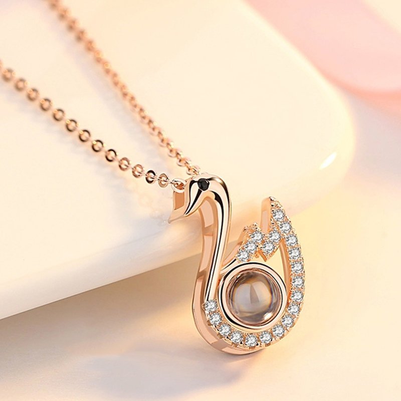 Custom Photo Projection Swan Pendant Necklace - Image 3