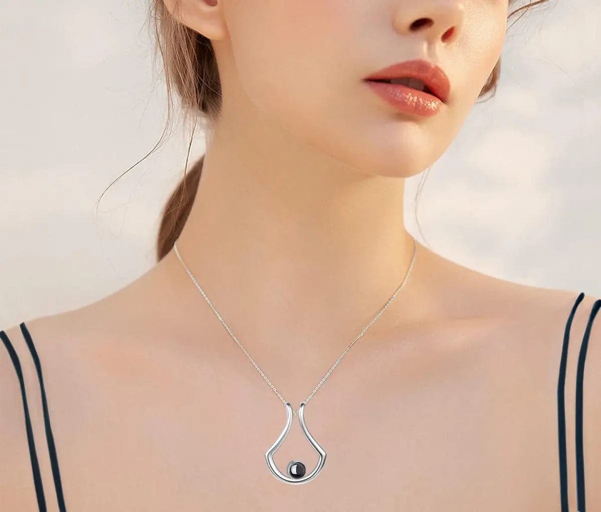 Custom Photo Projection U-Shaped Pendant Necklace - Image 4