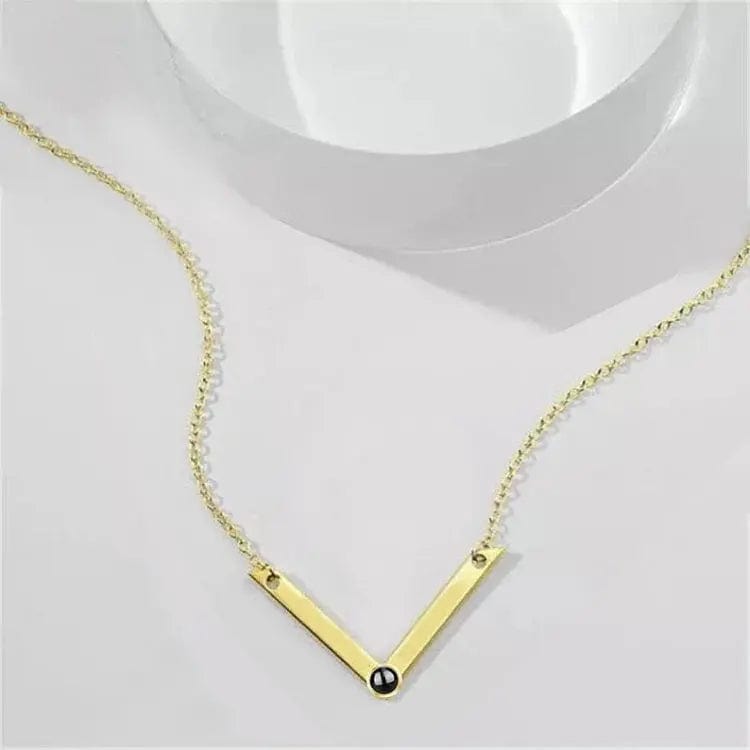Custom Photo Projection V-Shaped Pendant Necklace - Image 8