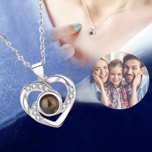 Custom Photo Projection Viking Heart Necklace