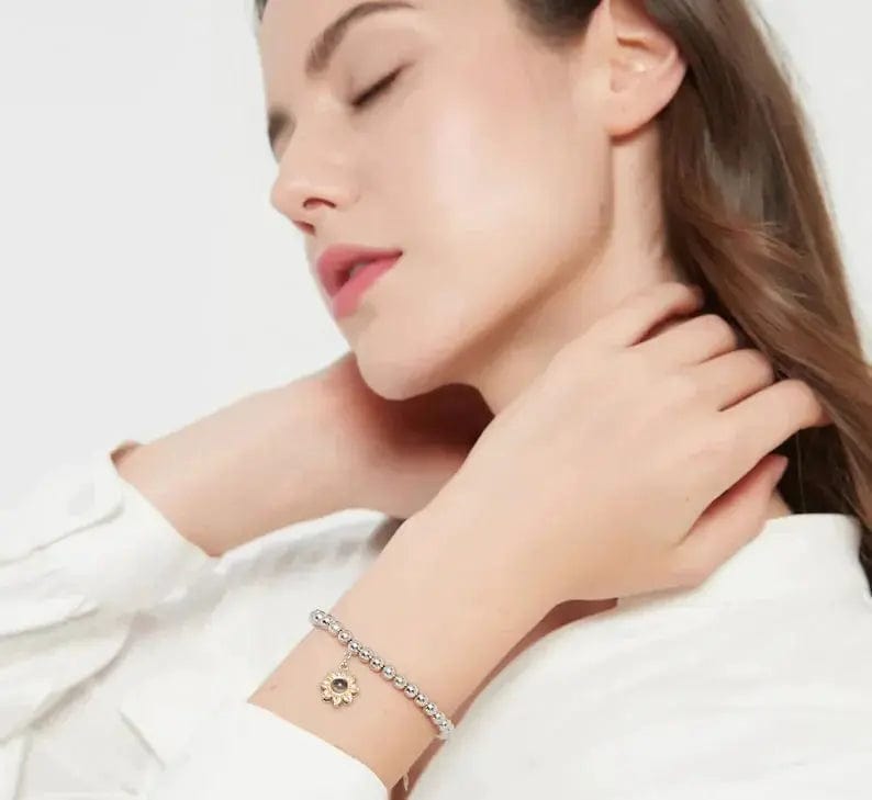 Custom Sunflower Hidden Photo Bracelet - Image 3